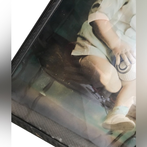 Antique Baby Photo Convex Bubble Glass Frame 10.5 X 16.5” Rectangle Colorized - Picture 9 of 13